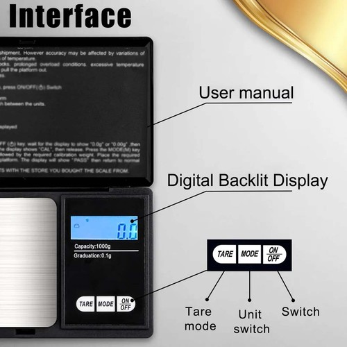 Digital Scale 1000g x 0.1g Jewelry Gold Silver Coin Gram Pocket Size Grain