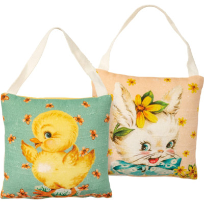Primitive Spring Easter Vintage/Retro Easter Mini Hanging Pillow Set 5''