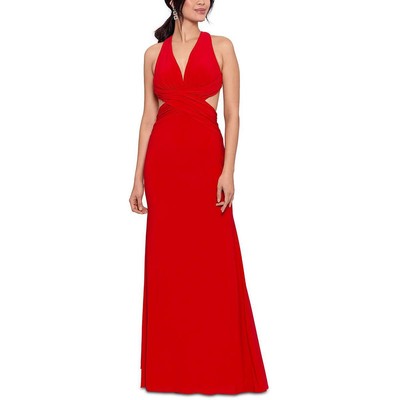 Женское красное макси-платье для подводного плавания Xscape без рукавов с расклешенными рукавами 8 BHFO 3980