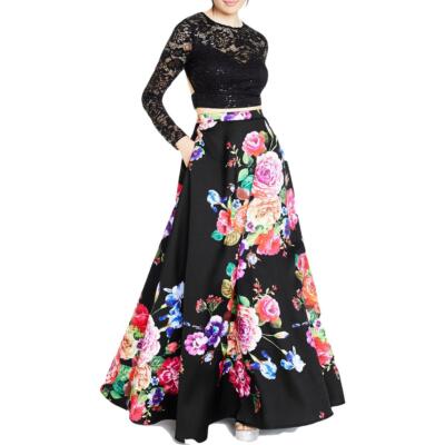 

B. Darlin Womens Lace 2PC Floral Semi-Formal Dress Gown Juniors BHFO 8920, Black multi/black