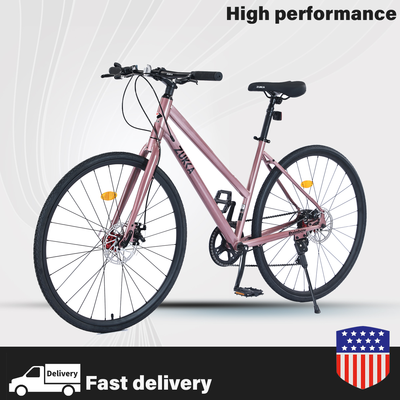 Road Bike 7 Speed Hybrid Bike Urban City Bike Aluminum Frames 700c Tires Purple