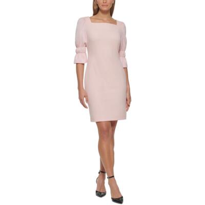 

Женское мини-платье-футляр из смешанной техники DKNY с пышными рукавами BHFO 3778