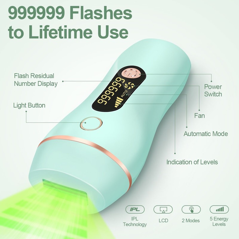 IPL Hair Removal Device showing different settings