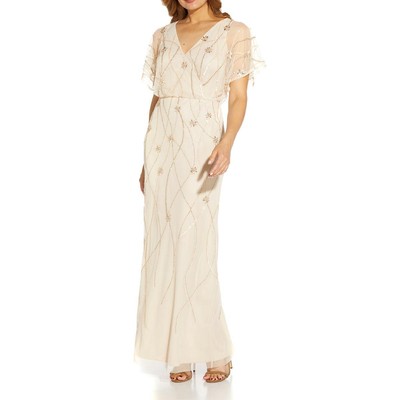 

Adrianna Papell Womens Ivory Mesh Maxi Formal Evening Dress  BHFO 4102, Soft silk