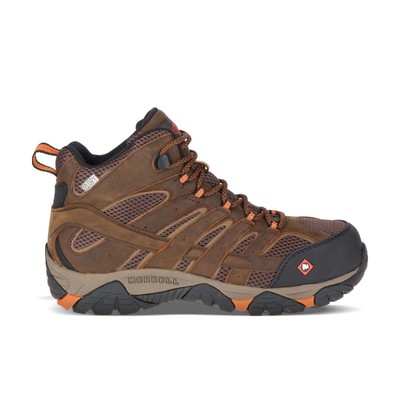 Pre-owned Merrell Work Men's Moab Vertex Mid Wp Comp Toe Work Boot Clay - J11617 In Orange