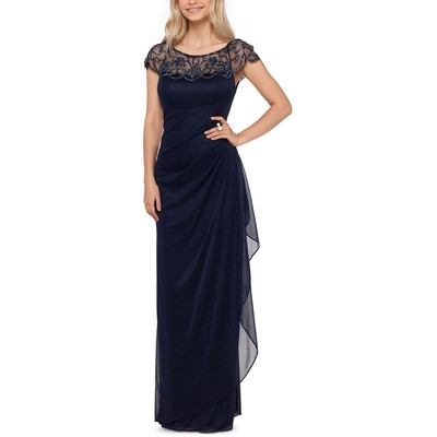

Женское темно-синее длинное вечернее платье Xscape с украшением Petites  BHFO 1623, Navy