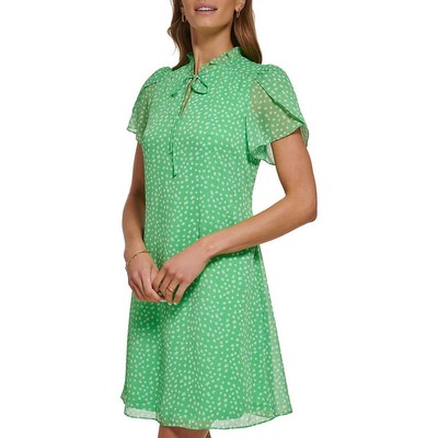 Женское зеленое пляжное мини-платье-сорочка с цветочным принтом DKNY Petites 2P BHFO 1119