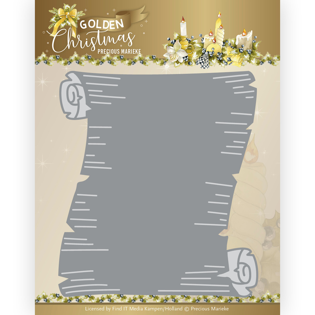 Stanzschablone - Precious Marieke - Golden Christmas - Schriftrolle