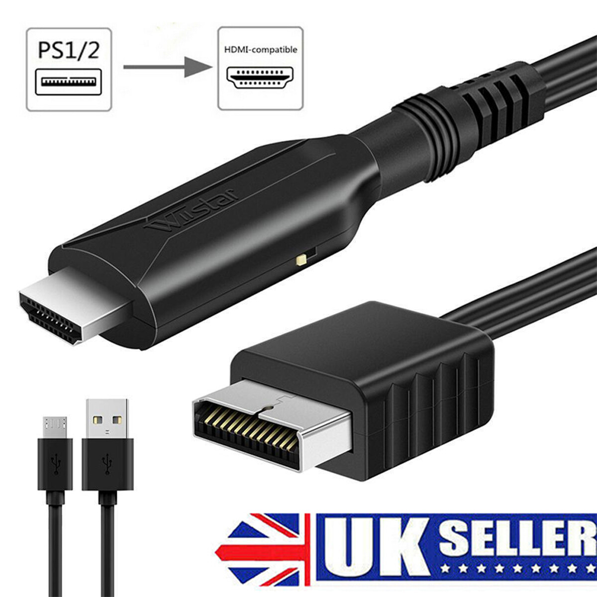 For Playstation 2 PS2 To HDMI-Compatible Adaptor Cable HD RCA AV Audio Video NEW