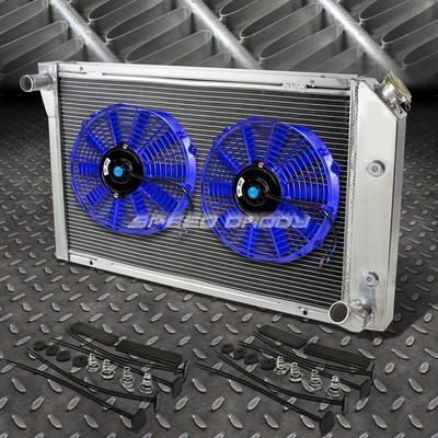 3-РЯДНЫЙ АЛЮМИНИЕВЫЙ РАДИАТОР + КОМПЛЕКТ ИЗ 2Х 12 ВЕНТИЛЯТОРОВ СИНЕГО ЦВЕТА ДЛЯ 77-82 CHEVY CORVETTE 5.7/5.0 V8