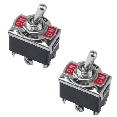 2x ON-OFF-ON 3-Pin Position Spring Return Momentary Metal Toggle Switch 15A 250V