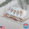 24Pcs White French Tip Press on Nails Medium Stiletto Fake Nails with Y2K Star Rhinestone Glue on Nails Almond False Nails Glitter Star Acrylic Nails for Women DIY Independence Day Artificial Nails