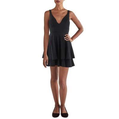 Женское черное трикотажное мини-платье с блестками Emerald Sundae для вечеринок Juniors XXS BHFO 6568