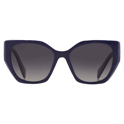 Pre-owned Prada Polarized Grey Gradient Cat Eye Ladies Sunglasses Pr 19zs 18d5w1 55 In Gray