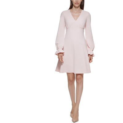 

Женское розовое платье-футляр с рюшами и V-образным вырезом Calvin Klein Plus  BHFO 9315, Petal