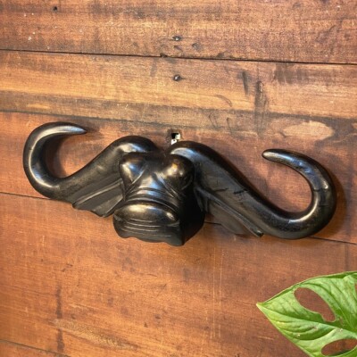Vintage Wood Hand Carved ~ Water Buffalo 12'' Wall Hanging Art Decor