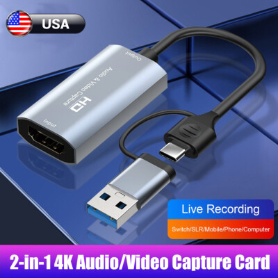 1080 4K HDMI to USB3.0/Type C Video Capture Card Game Audio Video Live Streaming
