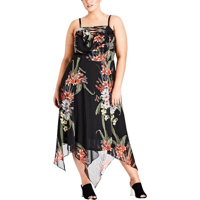 

Женское черное шифоновое длинное платье макси City Chic с цветочным принтом  BHFO 6246, Черный