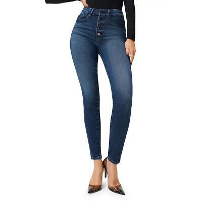 

Синие джинсы скинни на пуговицах с высокой посадкой Good American Womens  24 BHFO 2715, Blue 830, GLEB160T