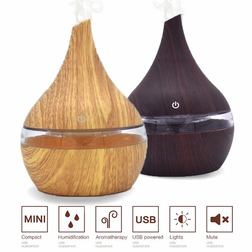 300ml Ultrasonic Humidifier USB Essential oil Diffuser with LED Light Aroma Air