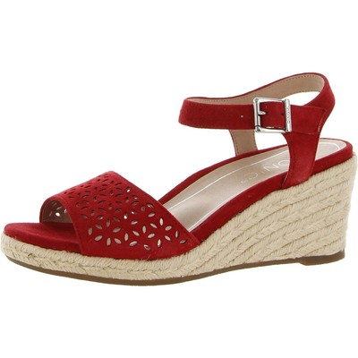 

Женские туфли Vionic Ariel красные замшевые перфорированные на танкетке 6 средние (B,M) BHFO 8678, Вишня