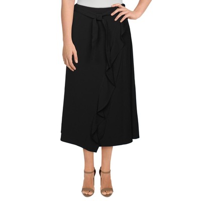 

Черная юбка-трапеция миди Calvin Klein Womens с запахом и оборками  BHFO 2434, Черный