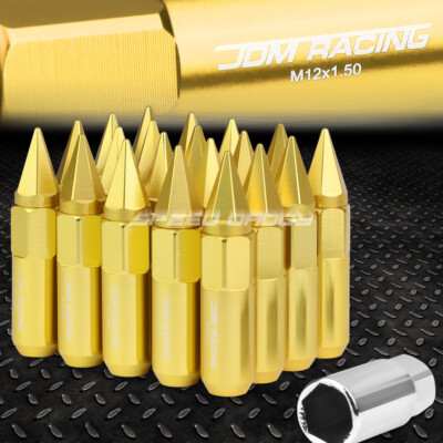 JDM АЛЮМИНИЕВЫЕ ГАЙКИ С ЗОЛОТЫМИ ШИПАМИ + АДАПТЕР 20 ШТ./КОМПЛ. M12X1.5 ДИАМЕТРОМ 20 ММ/ВЫСОТОЙ 90 ММ