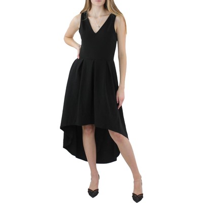 

24seven Comfort Apparel Женское черное платье высокой вязки с завышенной талией и расклешенной юбкой  BHFO 7242, Черный