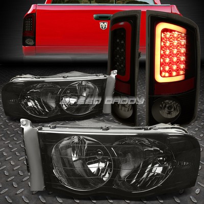 ДЫМЧАТЫЙ КОРПУС ФАРЫ С ПРОЗРАЧНЫМ УГЛОМ + 3D СВЕТОДИОДНЫЙ ЗАДНИЙ СТОП-СИГНАЛ ДЛЯ 02-05 DODGE RAM