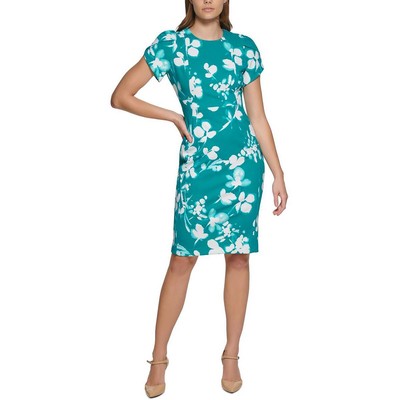 

Женское зеленое мини-платье-футляр Calvin Klein Stretch Scuba  BHFO 6315, Indigo multi