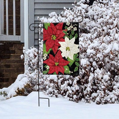 Festive Poinsettias Christmas Garden Flag Floral 12.5" x 18" Briarwood Lane