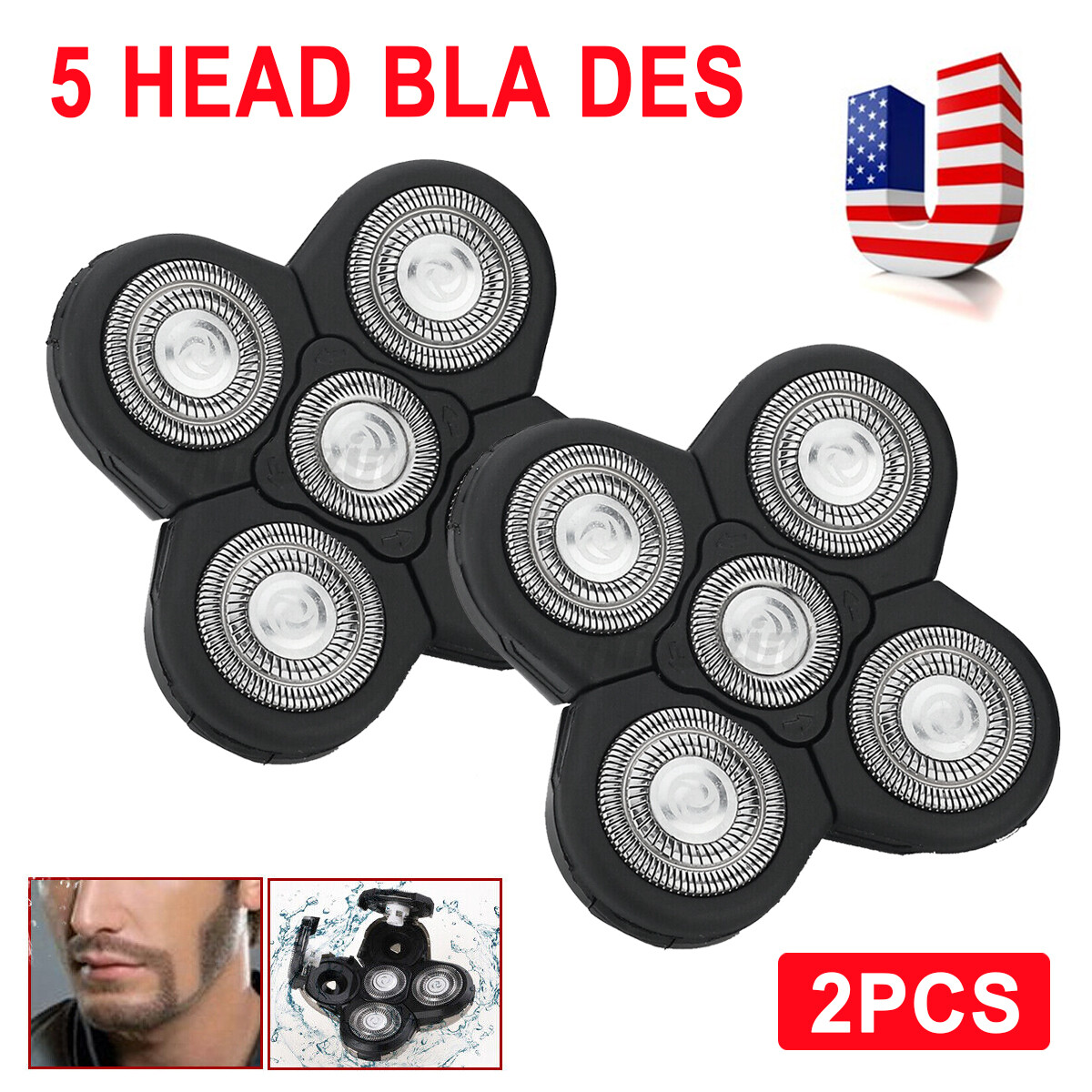 2PCS 5D Cutter Floating Head Shaver Replacement Blade For Men Electric Razor US
