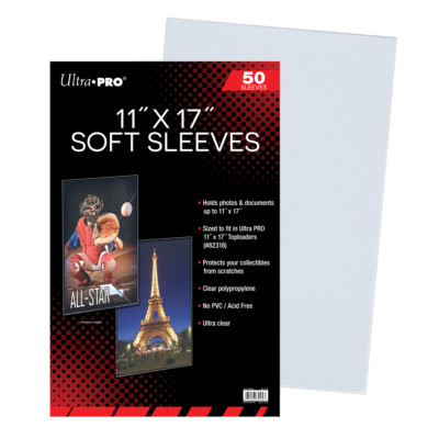 Ultra PRO 50Ct Soft Sleeves Premium Photo Clear Storage Protector Holder 11''x17''