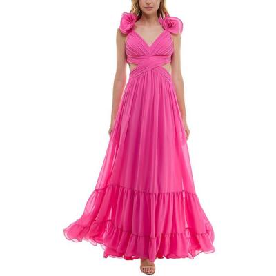 B. Darlin Womens Pink Lace-Up Ruffled Formal Evening Dress Gown 11/12 BHFO 9501