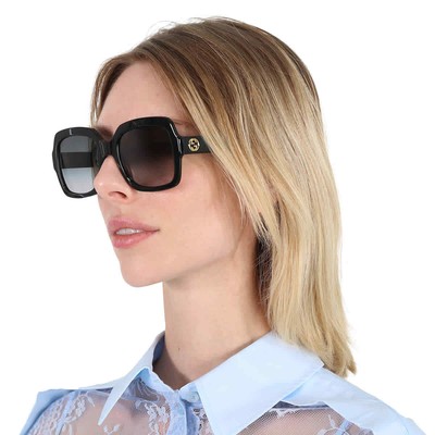 Pre-owned Gucci Grey Square Ladies Sunglasses Gg0036sn 001 54 Gg0036sn 001 54 In Gray