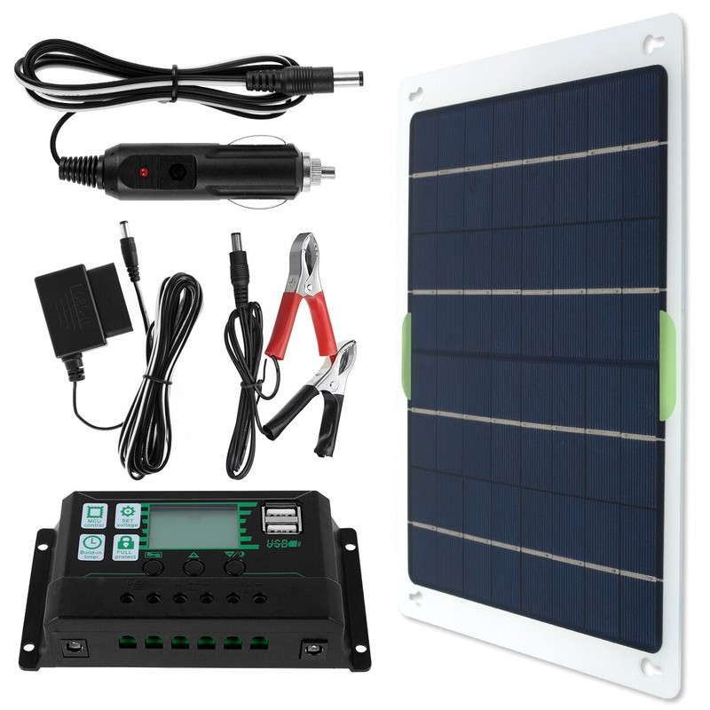 250W Solar Panel 12V/24 Trickle Battery Charger Kit Maintainer For Boat RV Car