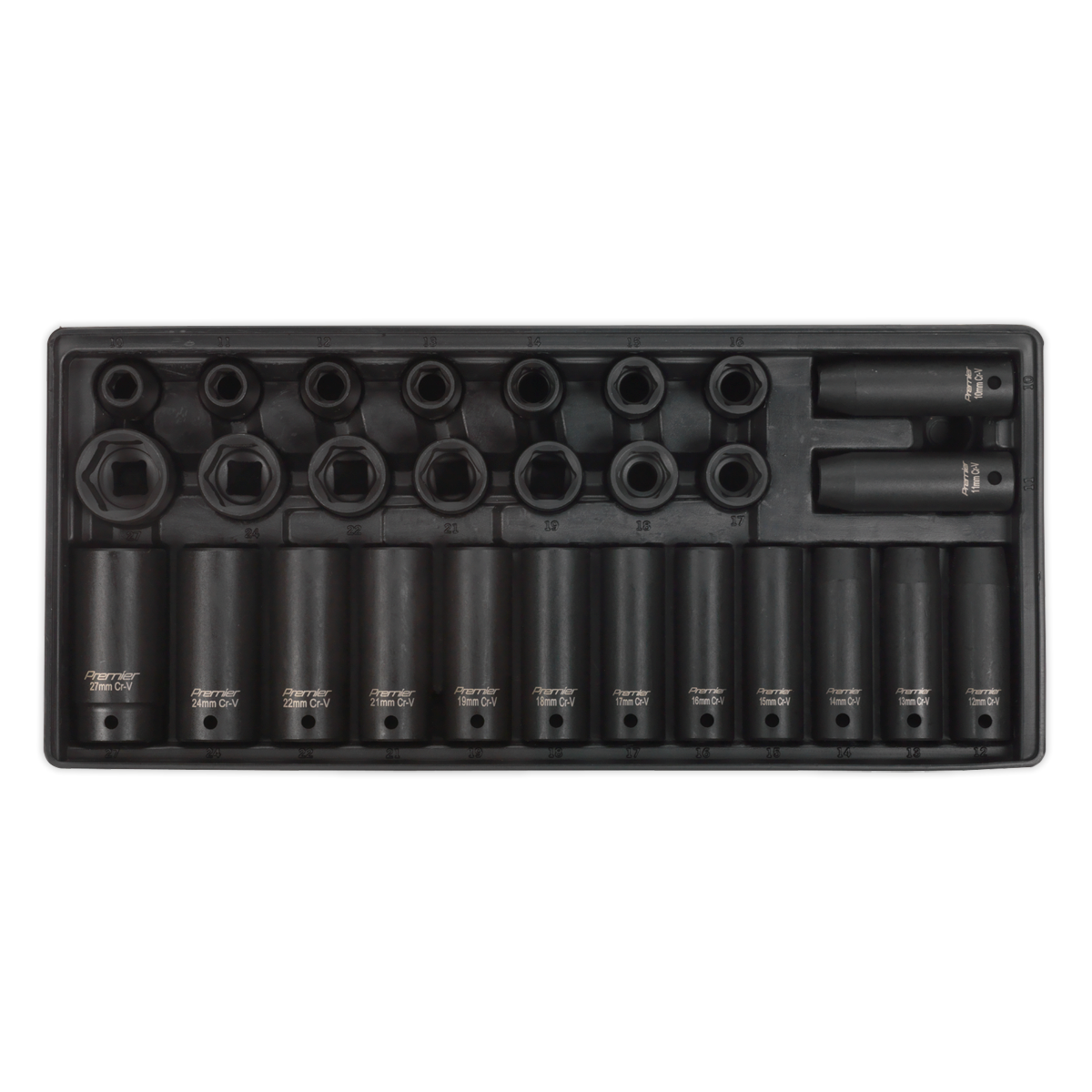 Brand New!! Tool Tray + Deep & Standard Impact Socket Set 28pce 1/2