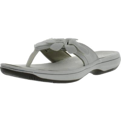 Cloudsteppers by Clarks Womens BrinKley Flora H White Thong Sandals BHFO 8642