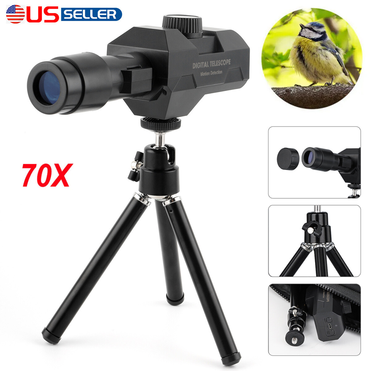 70X Digital Zoom Wifi Monocular Telescope Hunting Video Camera Night Vision Gift