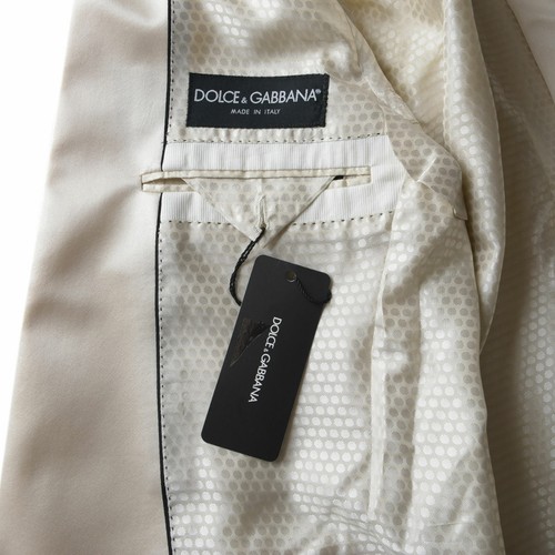 Pre-owned Dolce & Gabbana "gold" Men's White Silk One Button Blazer Size Us 36 It 46