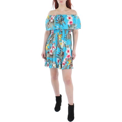 

Женское синее платье миди без рукавов с воротником-хомутом Uluwatu  BHFO 0328, Blue floral