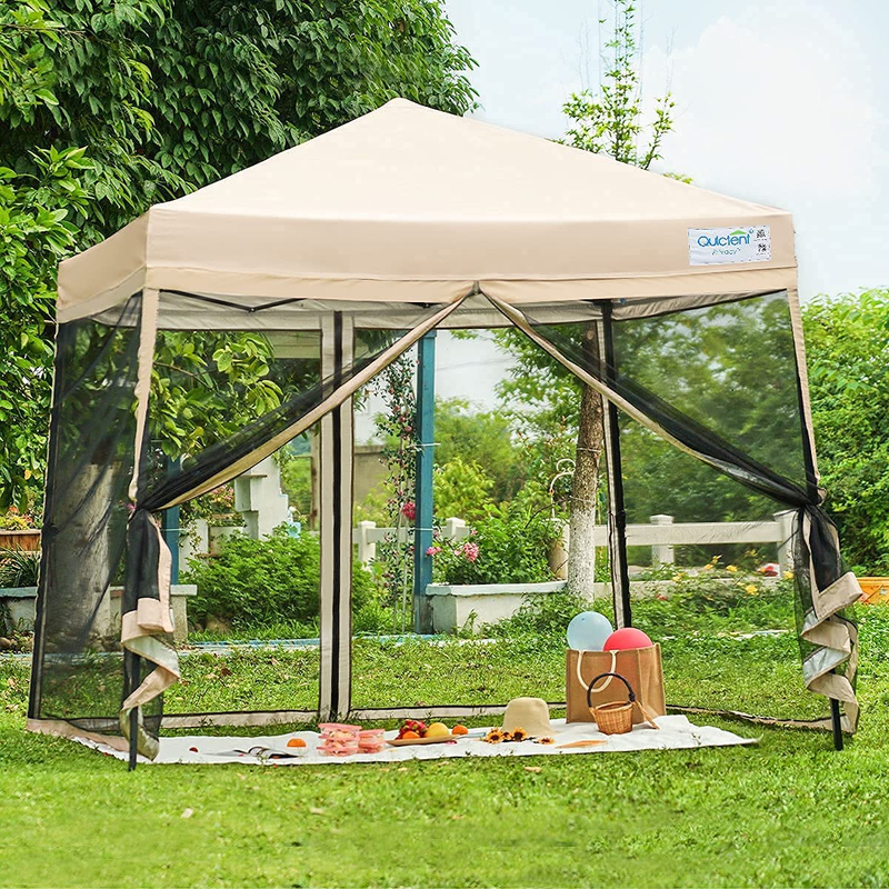 9'X9' Slant Leg Pop up Canopy Tent with Mosquito Netting, Instant Screen House R