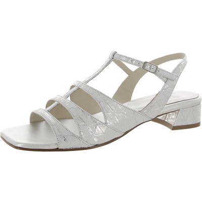 Женские туфли Amalfi by Rangoni из серебристой кожи с открытым носком на каблуке 7 см (B,M) BHFO 4869