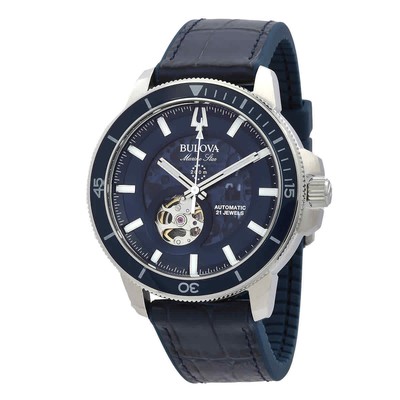 Мужские часы Bulova Marine Star с автоматическим синим циферблатом 96A291