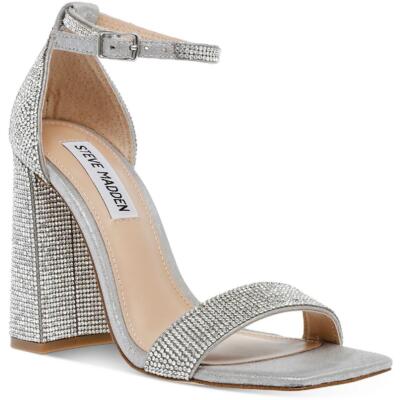 

Женские серебряные модельные сандалии Steve Madden Tiaa 9, средний (B,M) BHFO 6540, Rhinestone