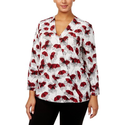 Женская белая блузка-стихарь с цветочным принтом Alfani Top Plus 22W BHFO 4948