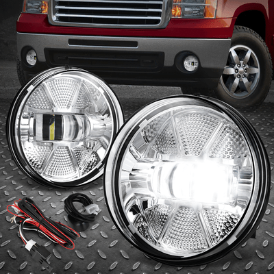 [Полный светодиод] Для проектора 07-14 Sierra 1500 2500HD 3500HD Противотуманные фары +Выключатель Clear