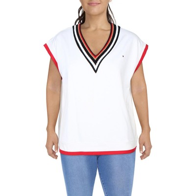 Женская белая майка-свитер с V-образным вырезом Tommy Hilfiger XXL BHFO 1635