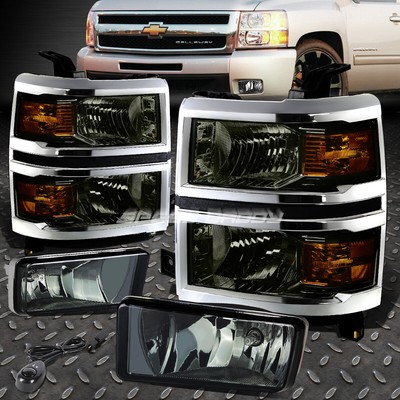 ДЫМЧАТЫЙ КОРПУС ФАРЫ, ЯНТАРНЫЙ УГЛОВОЙ СИГНАЛ + ДЫМЧАТАЯ ПРОТИВОТУМАННАЯ ФАРА ДЛЯ 14-15 SILVERADO