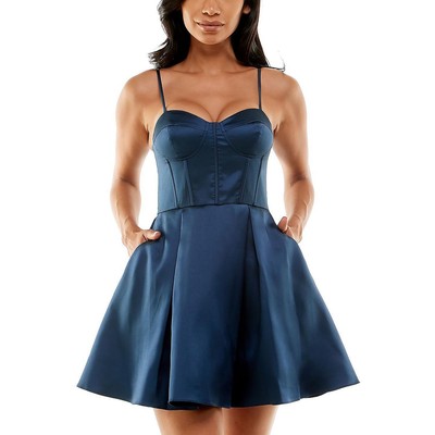 Женское темно-синее атласное платье B. Darlin Party Fit & Flare для юниорок 5/6 BHFO 2109
